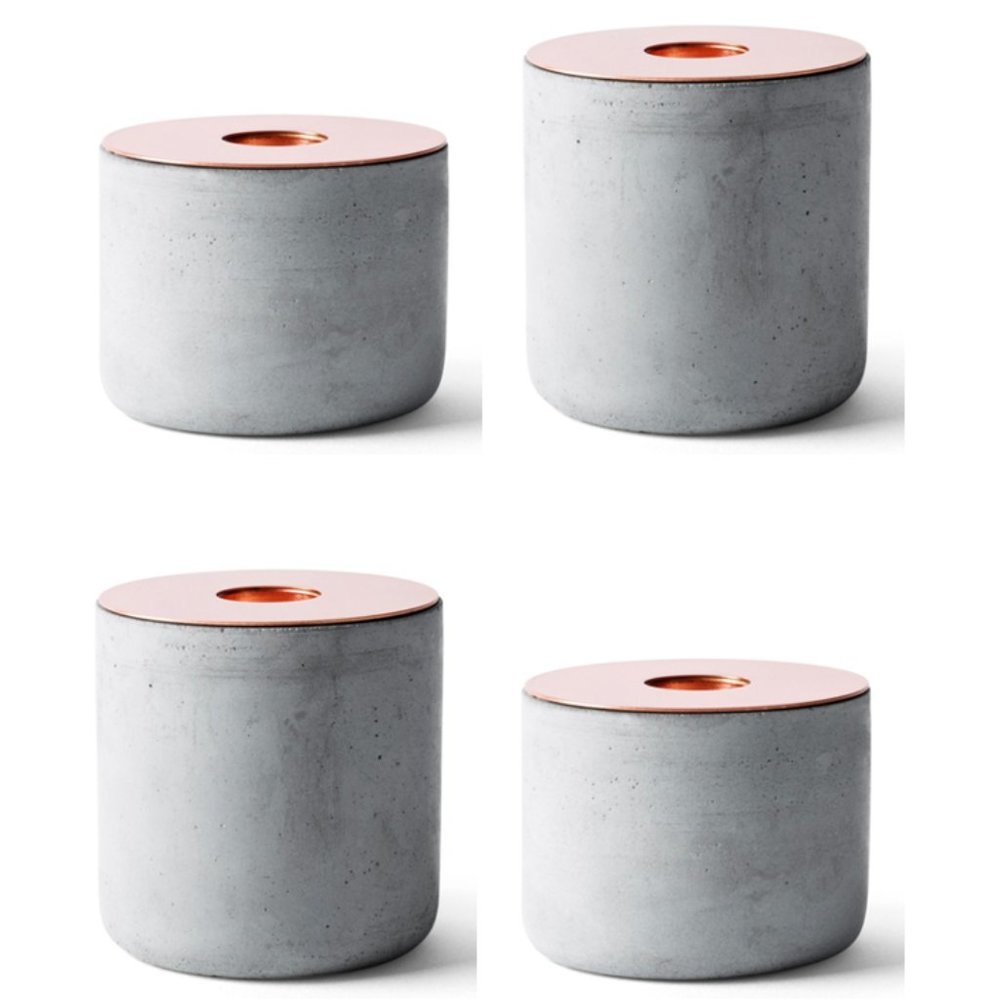 Menu Chunk of Concrete Candleholder - Set of 4